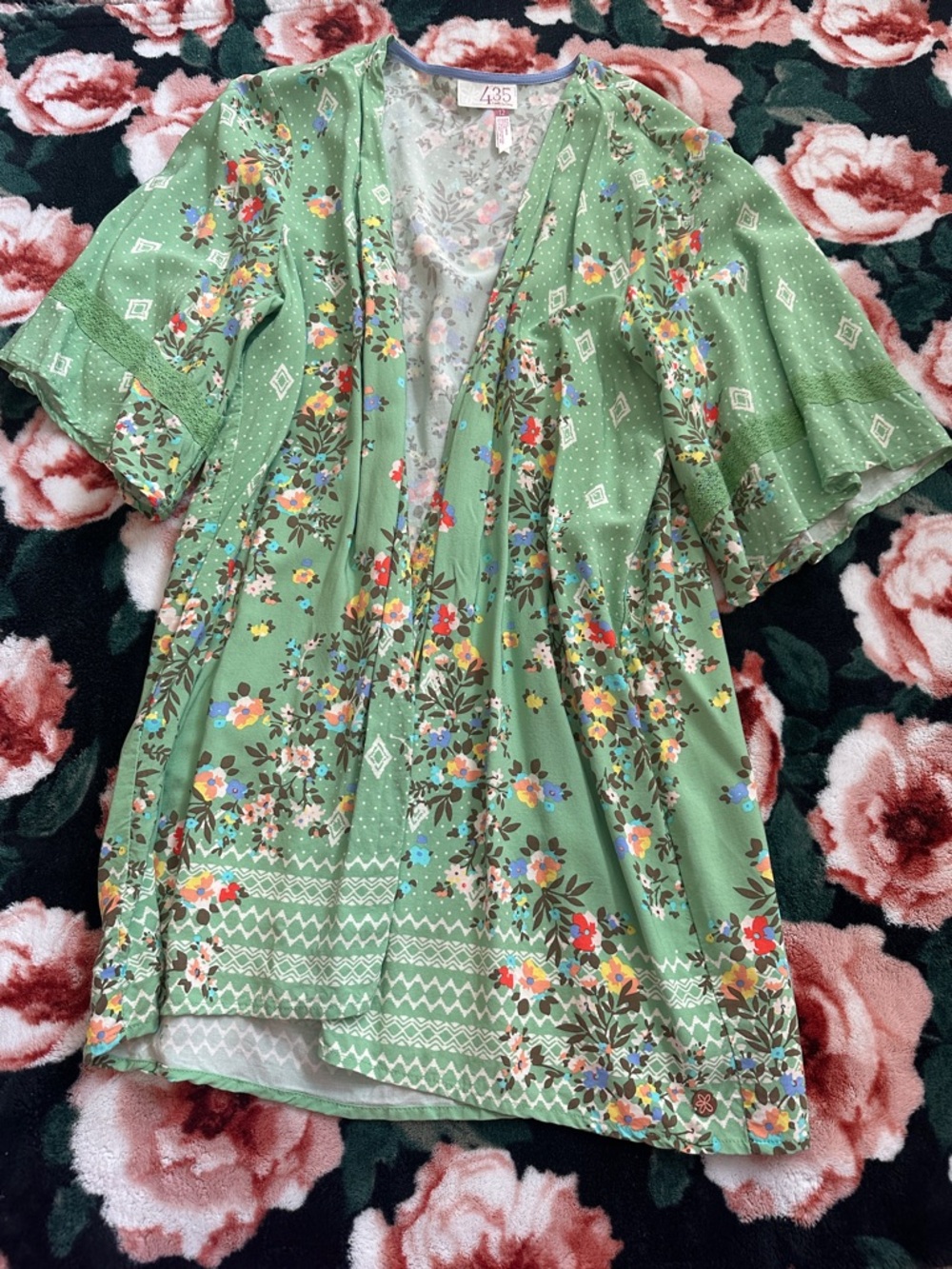 Green Floral Kimono Cover-Up Matilda Jane Like New size 12 Girla